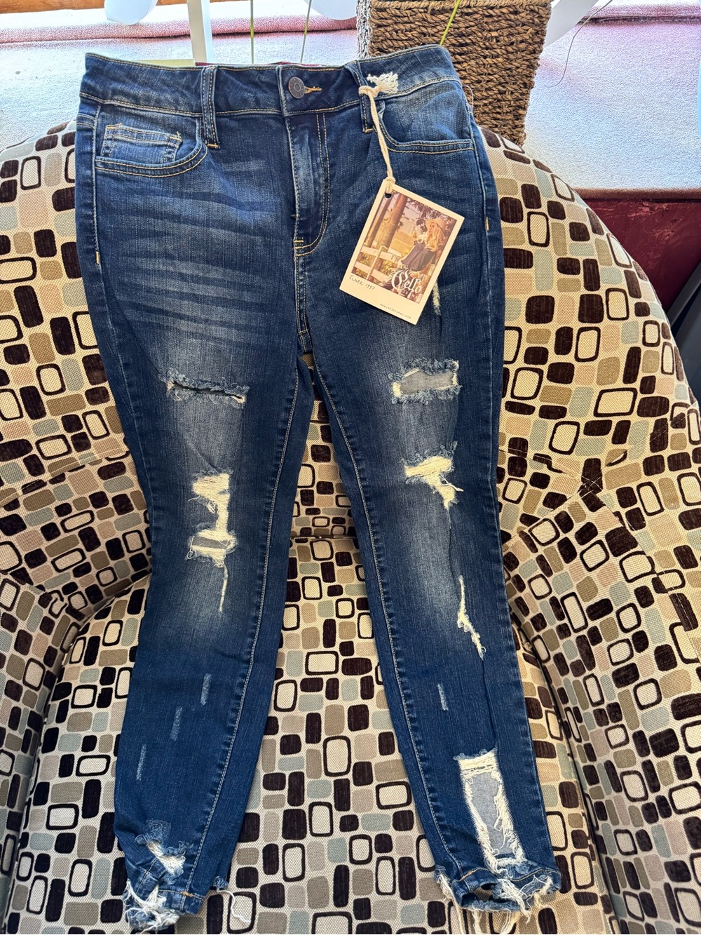 Cello Women's Distressed Skinny Jeans - Dark Blue